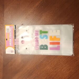 [NWT] "Living My Best Life" Reuseable Drink Pouches (4 Count)